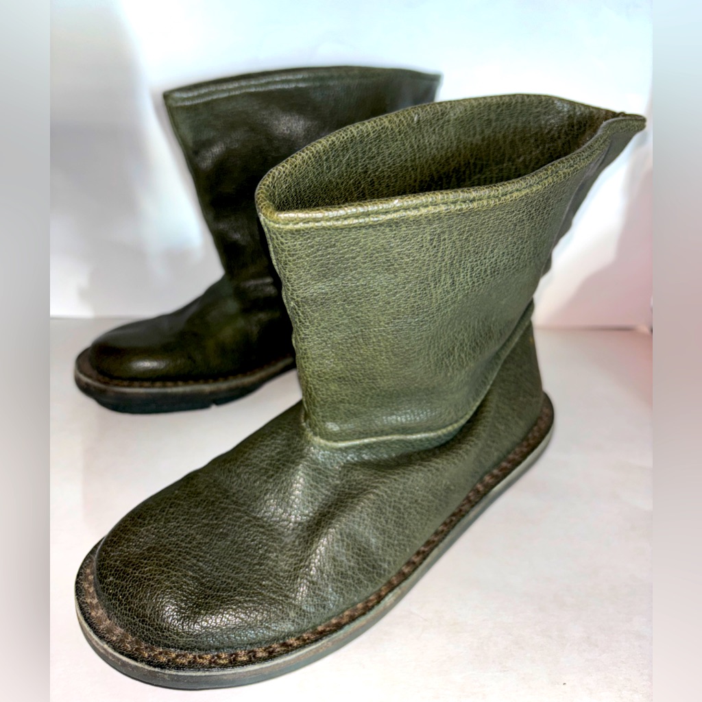 Trippen Leather Zip Up Green Boots Women Size 36 /Us 6 Punk, Rock, Biker, Baddie